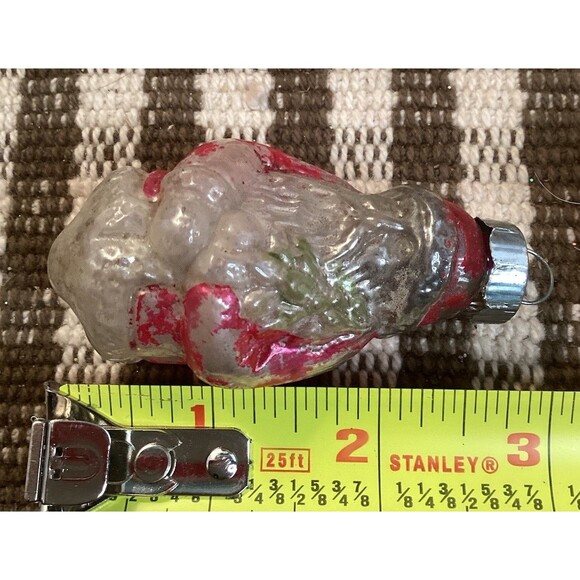 Vintage Mercury Glass Santa Claus Small Christmas Tree Ornaments Painted - Picture 10 of 11